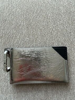 AllSaints Metallic Leather Card Holder w/ Clip